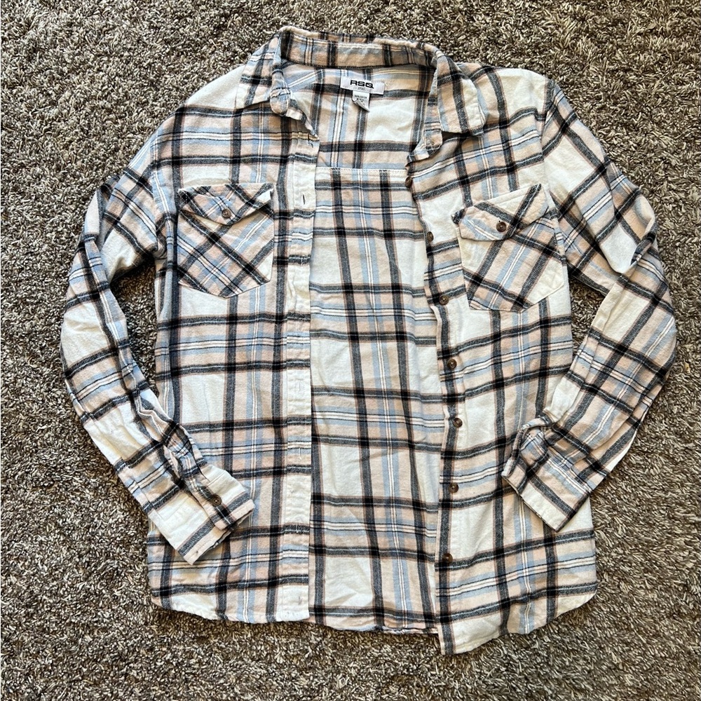 White and brown plaid flannel from RSQ